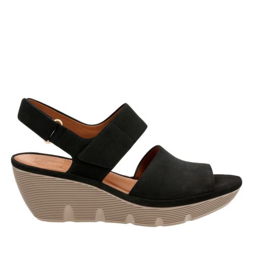 Clarene Allure Black Nubuck Womens Wedge Sandals Clarks® Shoes