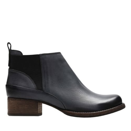 grey leather booties heel