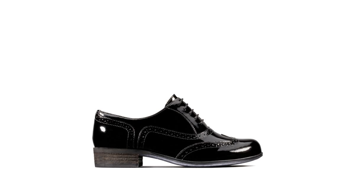 black patent t bar brogues