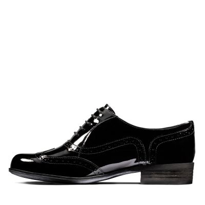 clarks black patent brogues