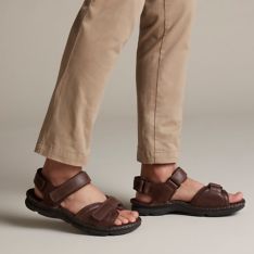En Vivo Finanzas Incesante Men's ATL Part Dark Brown Leather Sandals | Clarks
