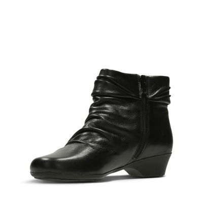 clarks black matron ella leather slouch ankle boots