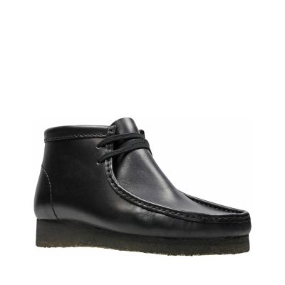 black leather wallabees