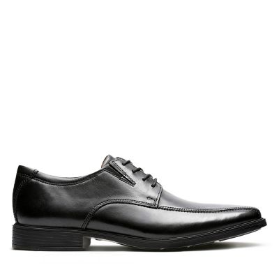 clarks black leather trainers