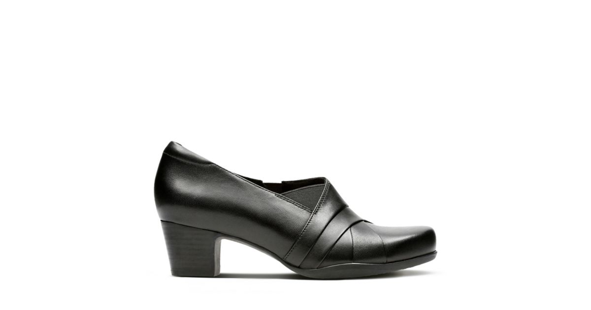 Rosalyn Adele Black Leather - Women&#39;s Wide Fit Heels - Clarks® Shoes Official Site | Clarks
