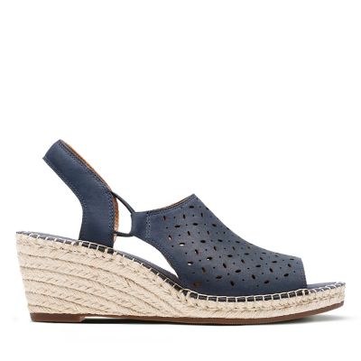 clarks navy wedge