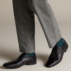 Men's Glement Over Black Leather Shoes Clarks