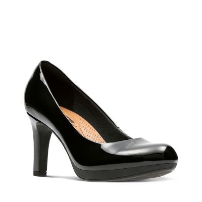 clarks black patent pumps