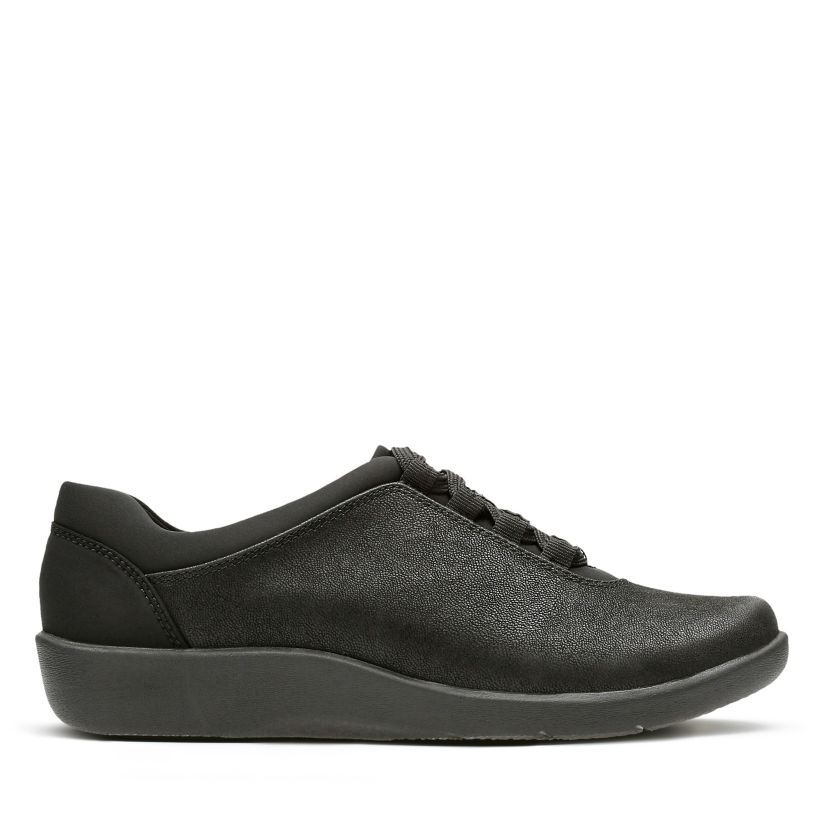 Sillian Pine Black Synthetic Nubuck Womens Shoes Clarks Shoes