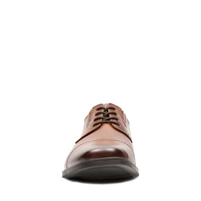 clarks tilden cap dark tan leather