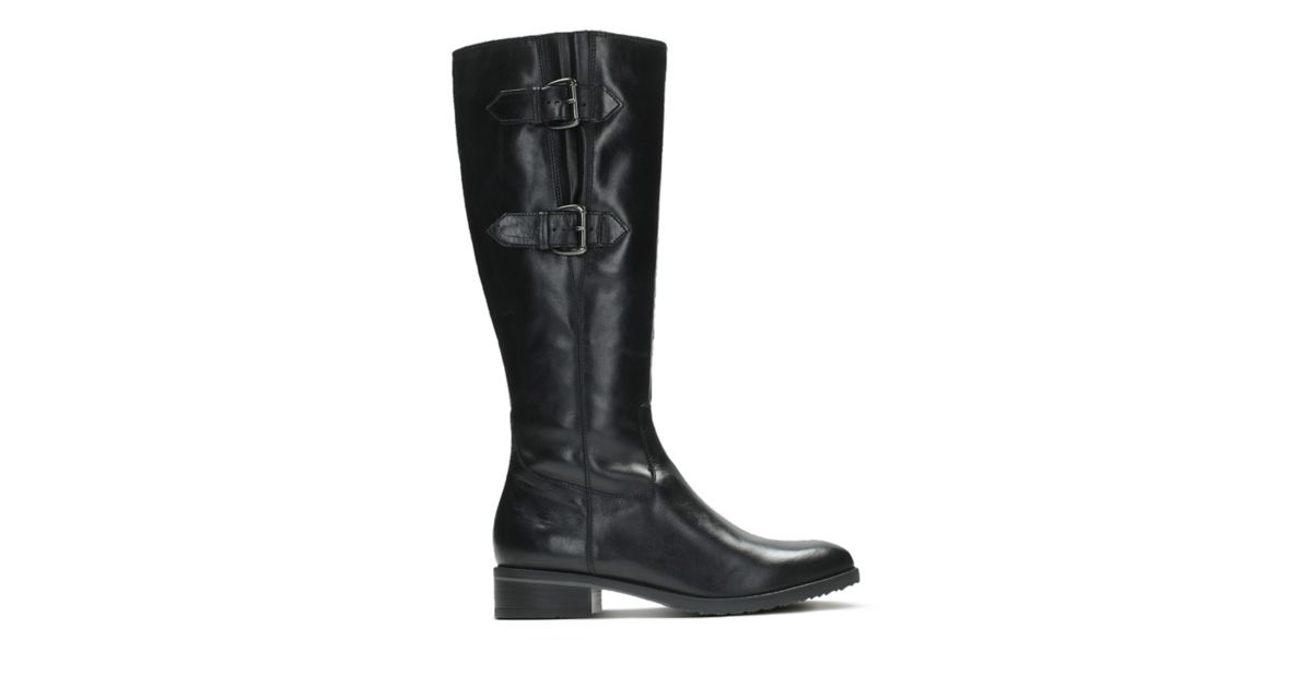 Tamro Spice Black Leather - Women's Knee High Boots - Clarks® Shoes ...