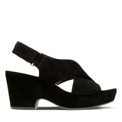 clarks black sandals heels