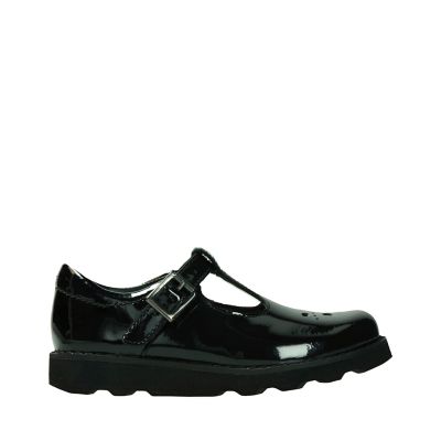 Black patent school shoes | T-bar | Clarks