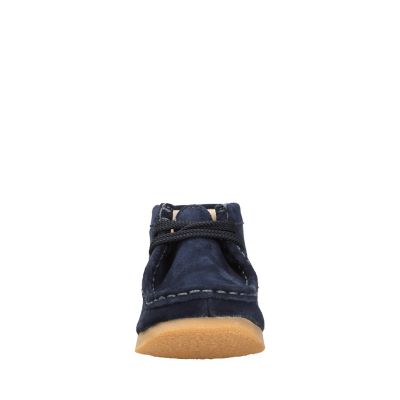 navy blue suede wallabees