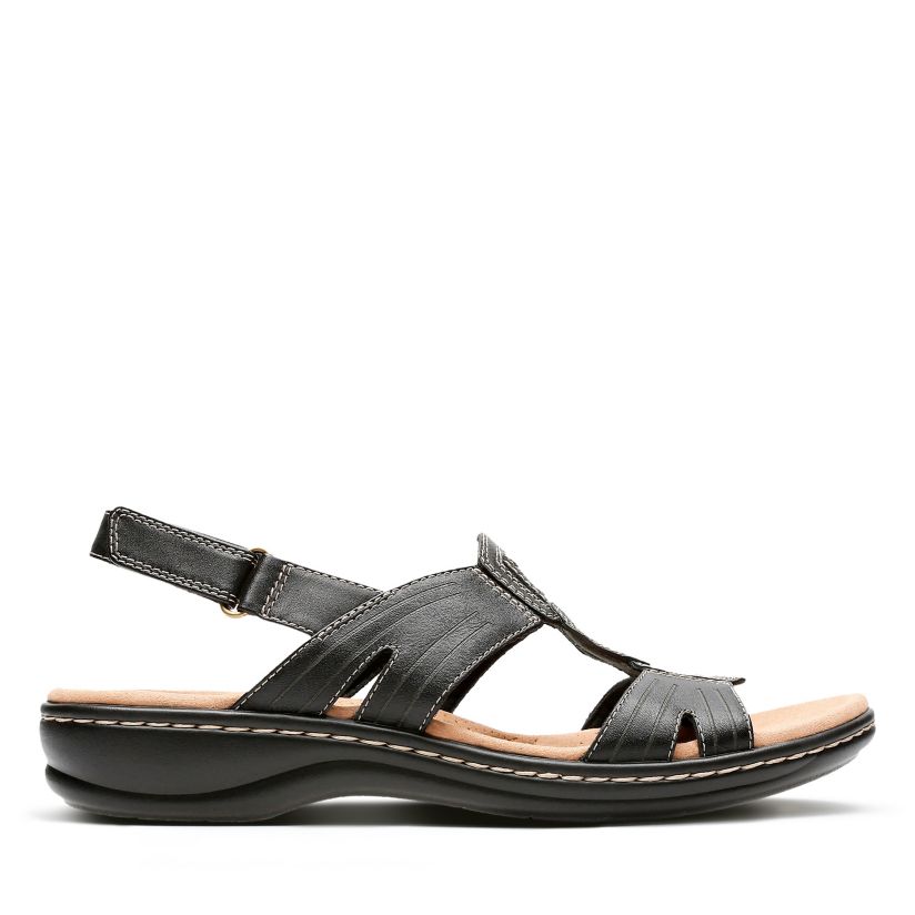 Leisa Vine Black Leather Womens Sandals Clarks Shoes Official