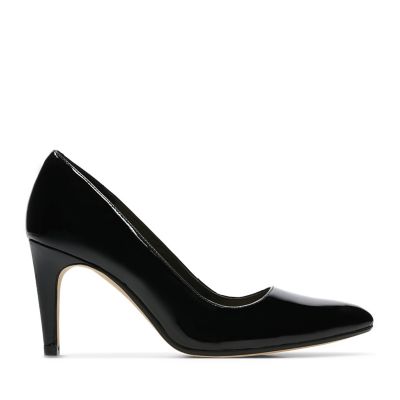 clarks black patent court shoes