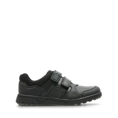 Black leather school shoes | double 