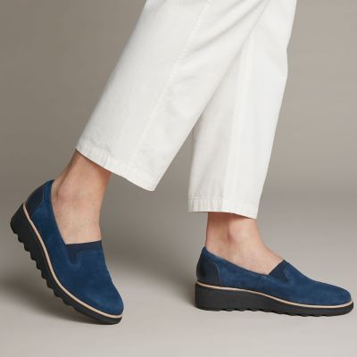 clarks sharon dolly suede wedge loafer