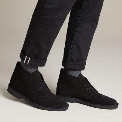 clarks desert boots black suede