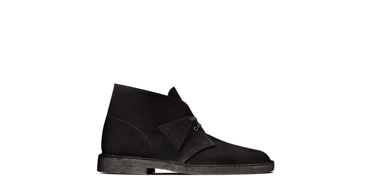 clarks desert boot black leather