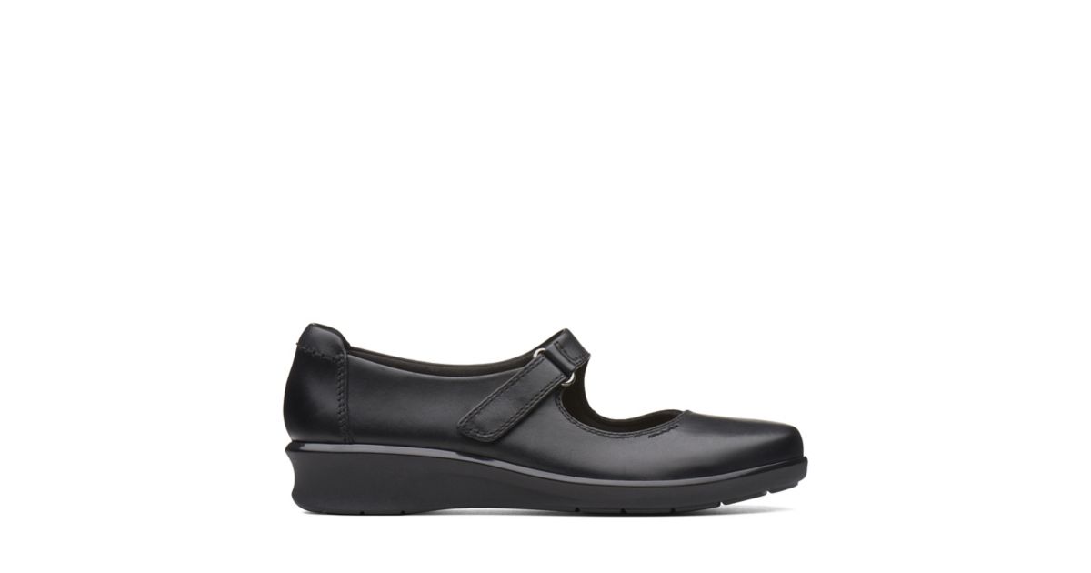 Ladies Clarks Hope Henley Black Or Navy Leather Casual Shoes E Fitting 