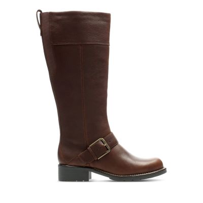 clarks ladies long leather boots