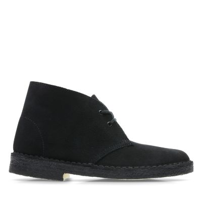 clarks desert boots black leather