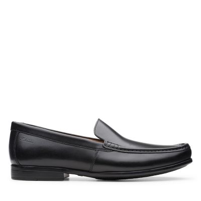 plain black loafers