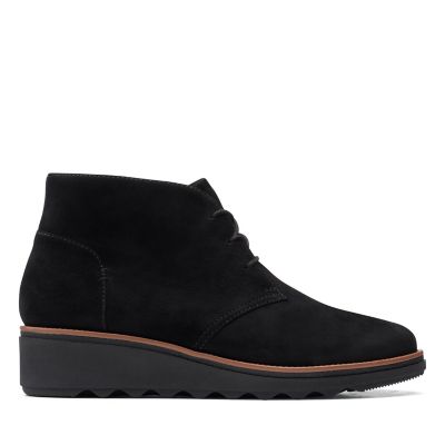 clarks black wedge ankle boots