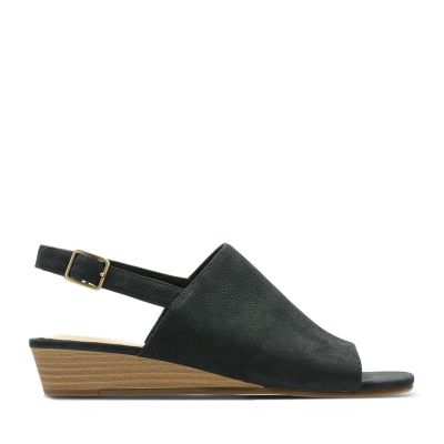 clarks ladies black wedge shoes