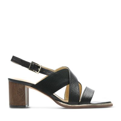 clarks black sandals heels