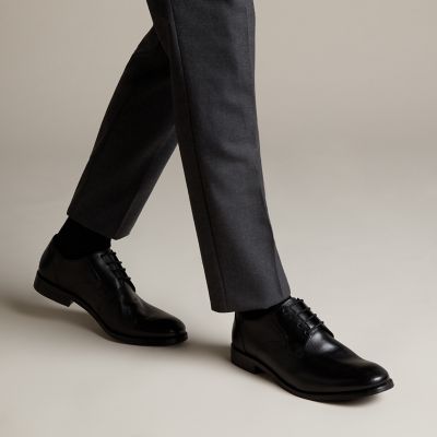 Edward Plain Black Leather - Mens Dress 