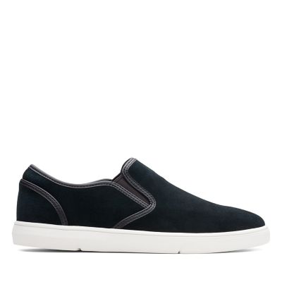 clarks mens black slip on shoes