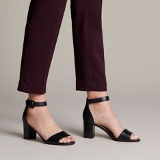 Women's Deva Mae Black Heeled Sandals | Clarks
