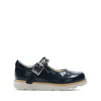 clarks navy patent shoes