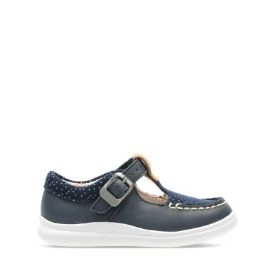 clarks girls navy shoes