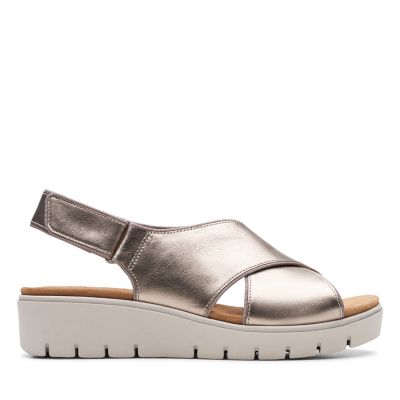 clarks silver sandals