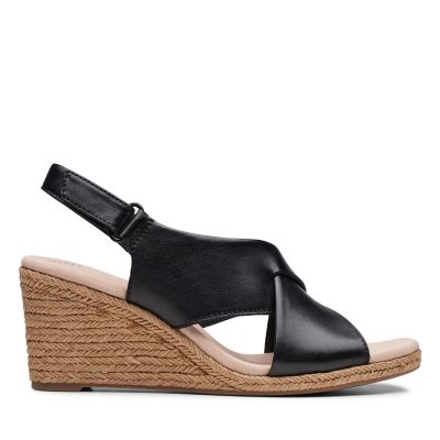 clarks black wedge sandals