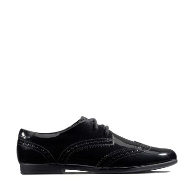 Scala Lace Youth Black Patent | Clarks
