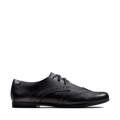 Scala Lace Youth Black Leather | Clarks