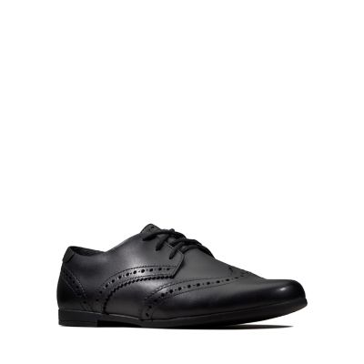 Scala Lace Youth Black Leather | Clarks