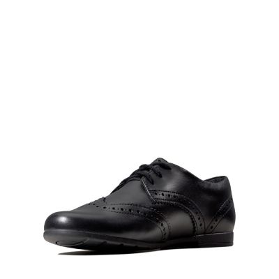 Scala Lace Youth Black Leather | Clarks