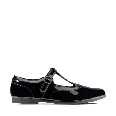 clarks black patent brogues