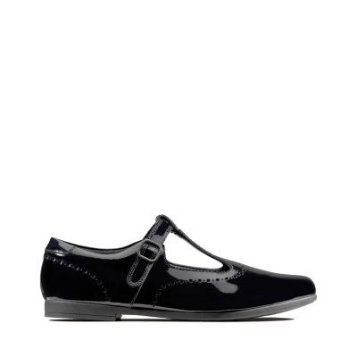 clarks black patent school shoes