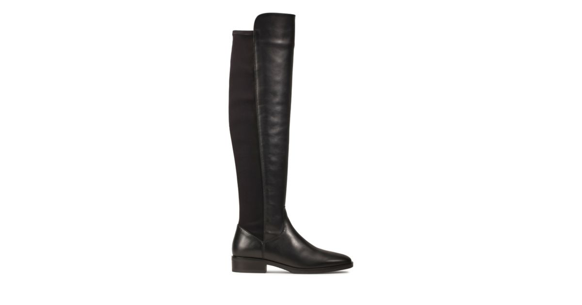 Women's Pure Caddy Black Knee High Boots | Clarks