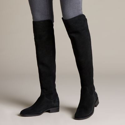 clarks suede over knee boots