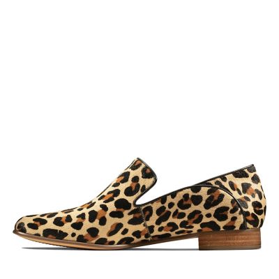 clarks leopard print loafers