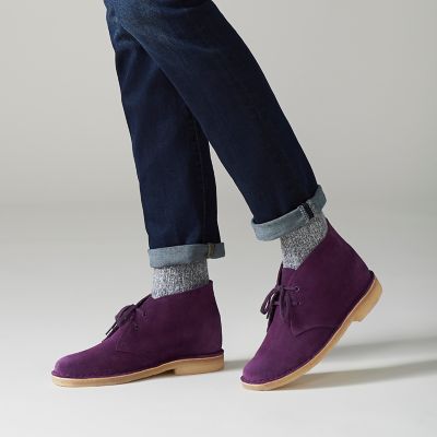 purple clarks desert boots
