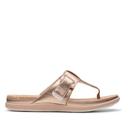 clarks rose gold flip flops