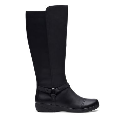 clarks knee high boots black